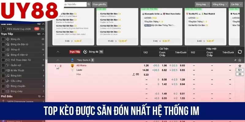 Top kèo được săn đón nhất hệ thống IM